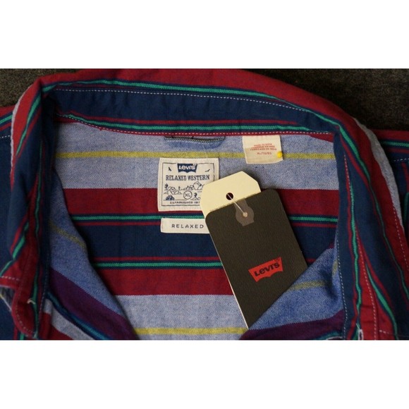 Levi's Mens Western Relaxed Fit Pearl Snap Long Sleeve Striped Shirt - Picture 7 of 10